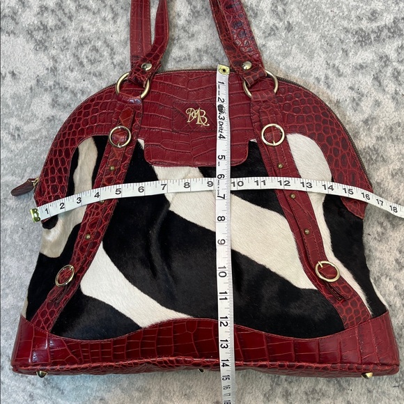 MARCO BUGGIANI CALF HAIR CROC EMBOSSED GENUINE LEATHER BOWLER BAG MADE IN ITALY - Picture 12 of 17